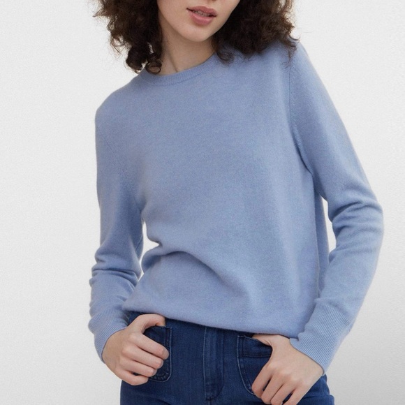 STATE CASHMERE The Women’s Basic Crewneck Sweater Light Bella Blue L Large - Picture 1 of 7